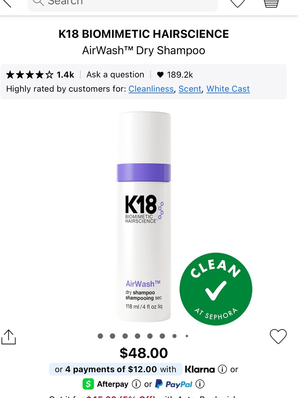 BRAND NEW NWT K18 air wash hair shampoo